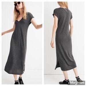 Madewell Horizon midi dress in heather black. J8541